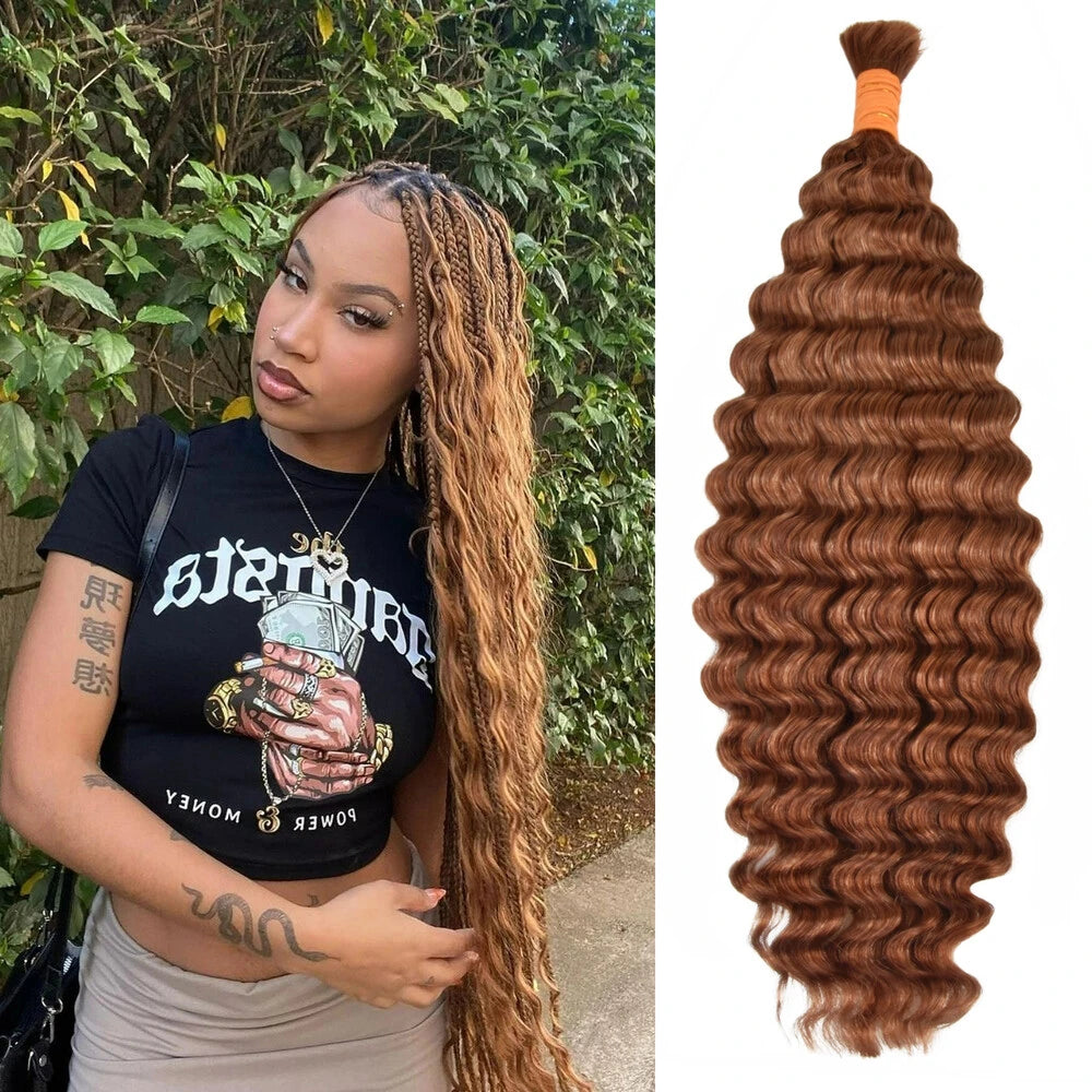 Color 30 Bulk Human Hair Braiding Hair Honey Blonde Double Drawn Boho ipfhair