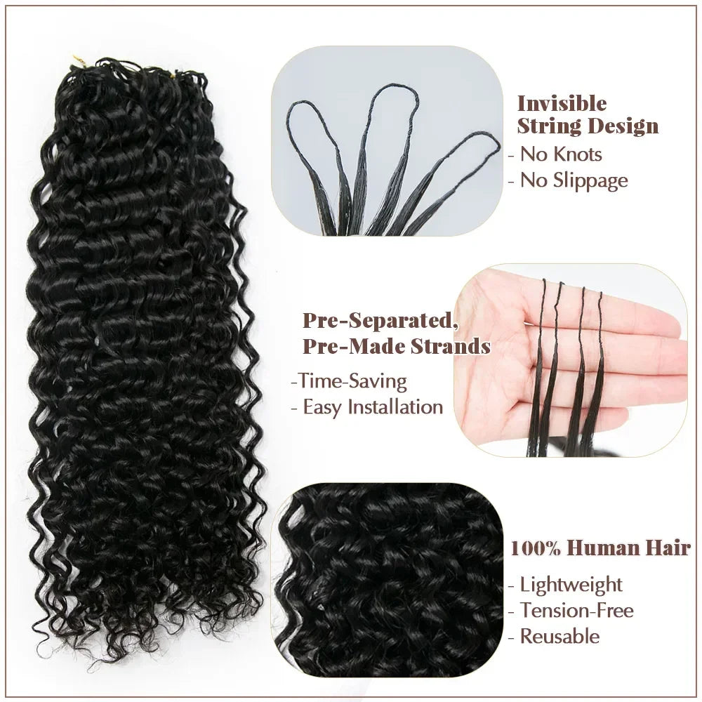 water wave pre looped crochet human hair
