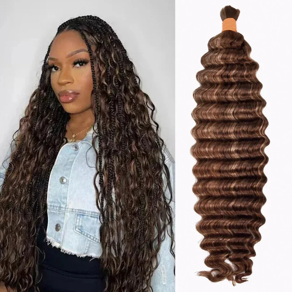 Color 4/30 Bulk Human Braiding Hair Deep Wave Boho Braids – ipfhair