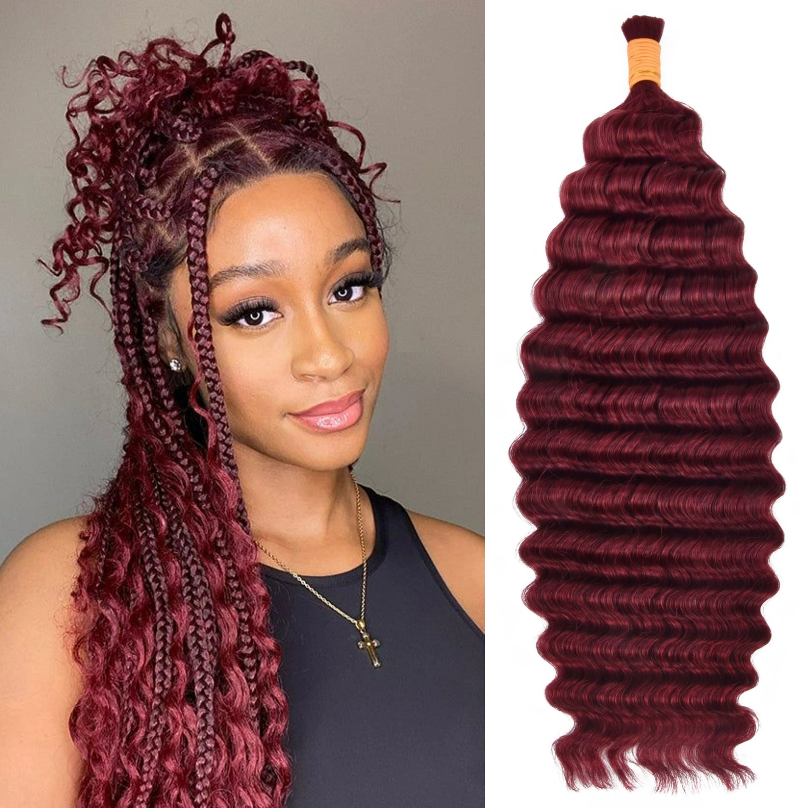 burgundy braiding hair