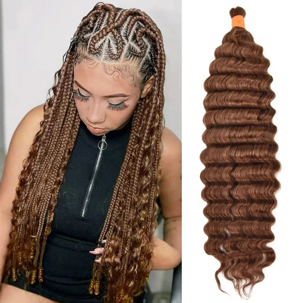 Mix Color 4/27/30 Human Hair Braiding Hair Deep Wave Double Drawn Boho ...