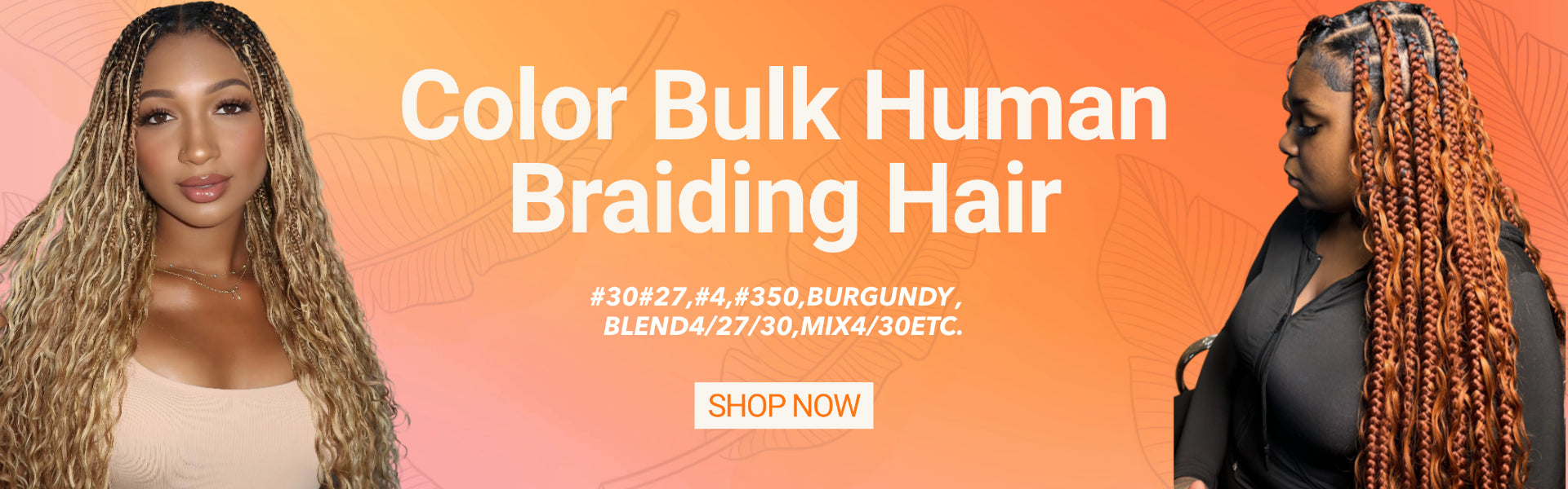 color bulk human braiding hair with two women