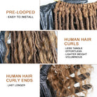 pre looped crochet boho locs with human curls auburn
